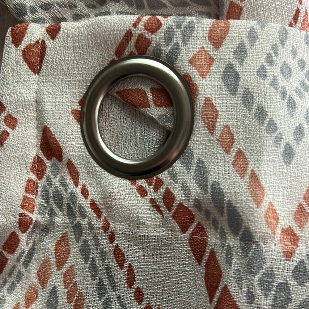 2 Elegant Gray and Orange geometric Pattern curtain panels